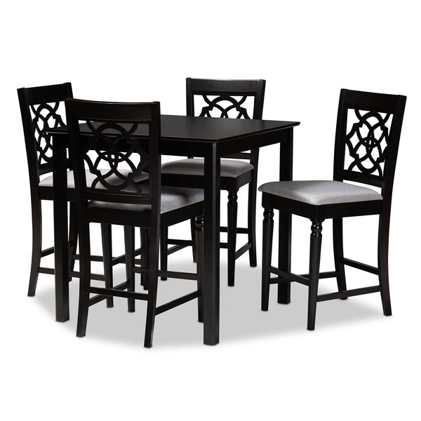 Baxton Studio Arden Grey Upholstered Espresso Finished 5-Piece Wood Pub Set 158-9771-9776